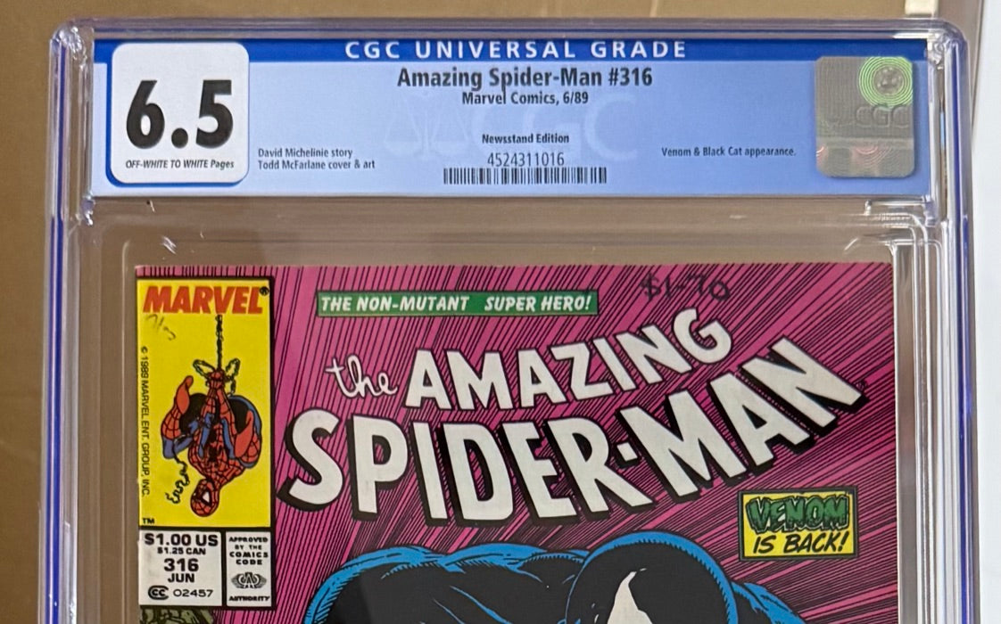 🔑 AMAZING SPIDER-MAN #316 CGC 6.5 NEWSSTAND MARVEL TODD MCFARLANE COMIC 1989
