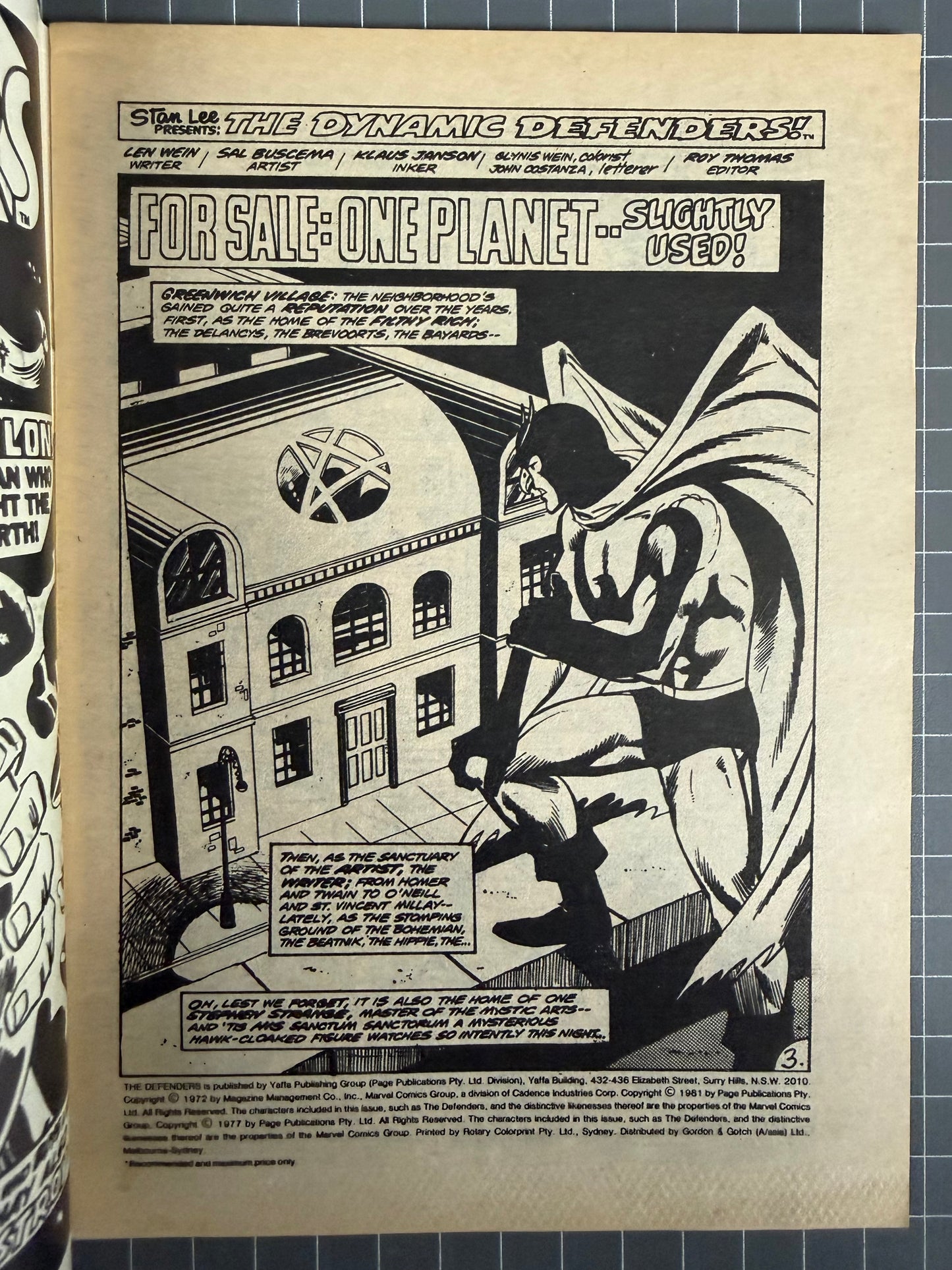 🔑 THE DEFENDERS #5 [YAFFA PUBLISHING] AUSTRALIAN MARVEL DIGEST COMIC 1981