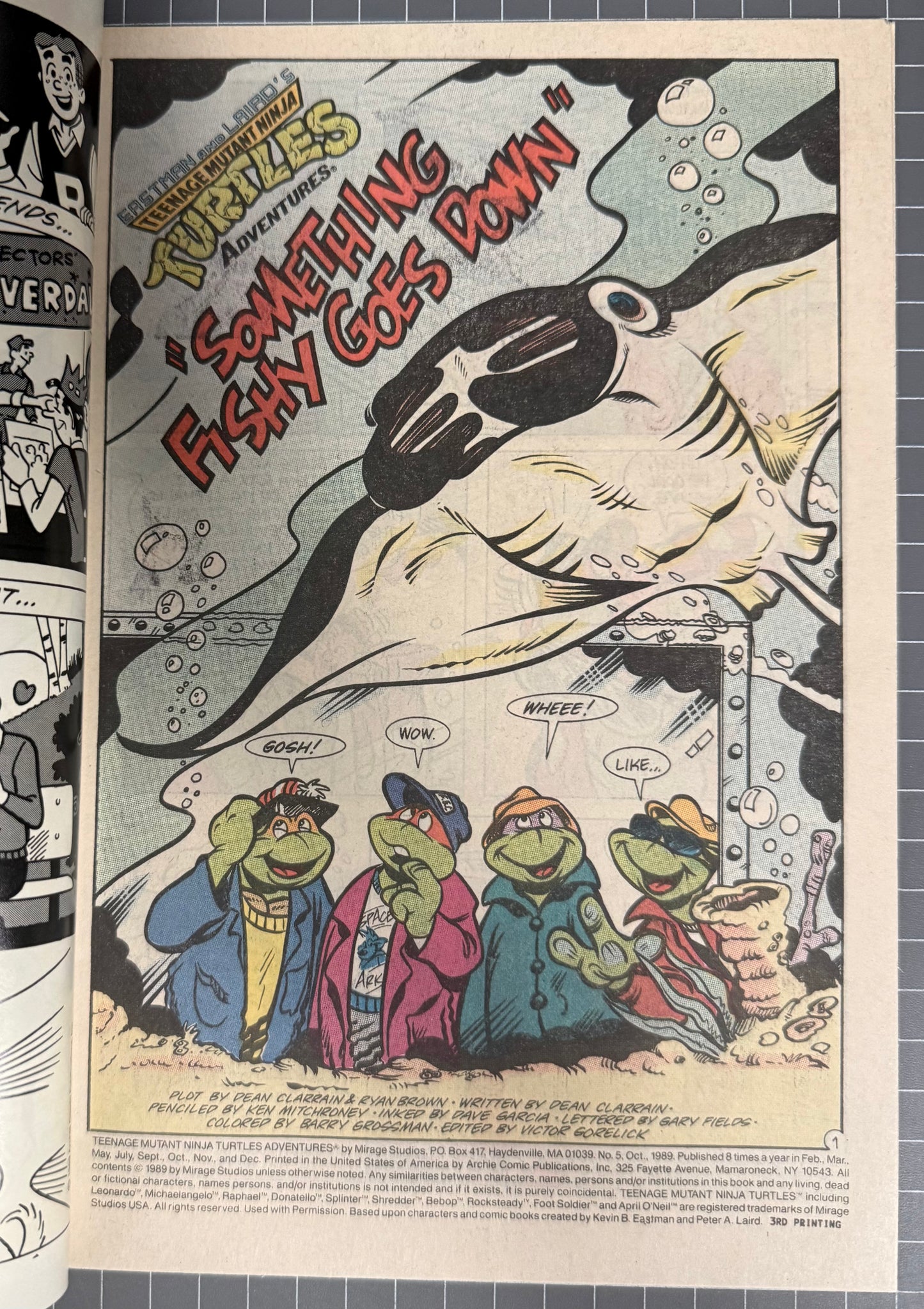 🔑 TEENAGE MUTANT NINJA TURTLES ADVENTURES #5 [ARCHIE] 3RD PRINT COMIC 1989 VF/NM