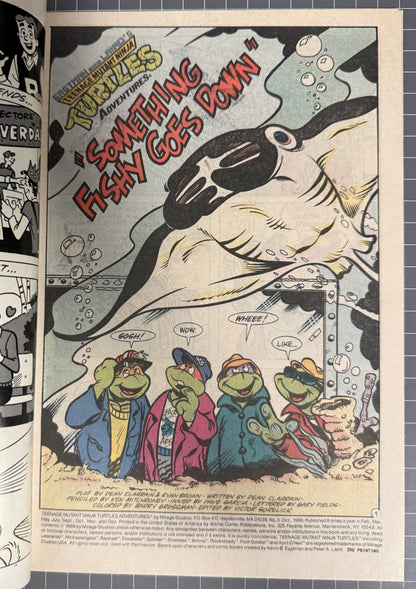 🔑 TEENAGE MUTANT NINJA TURTLES ADVENTURES #5 [ARCHIE] 3RD PRINT COMIC 1989 VF/NM