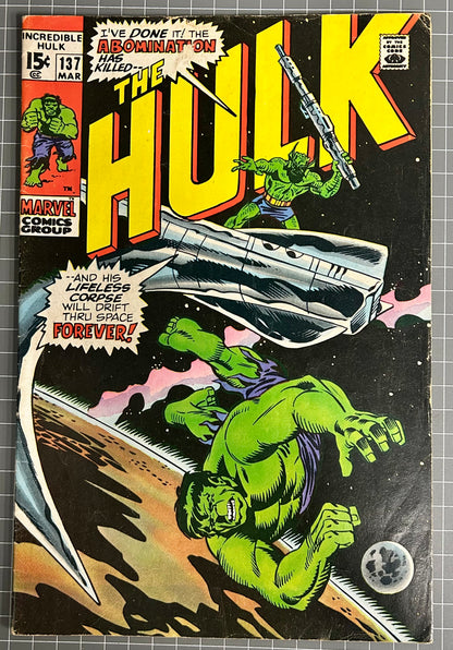 THE INCREDIBLE HULK #137 [MARVEL COMICS] DIRECT 1971