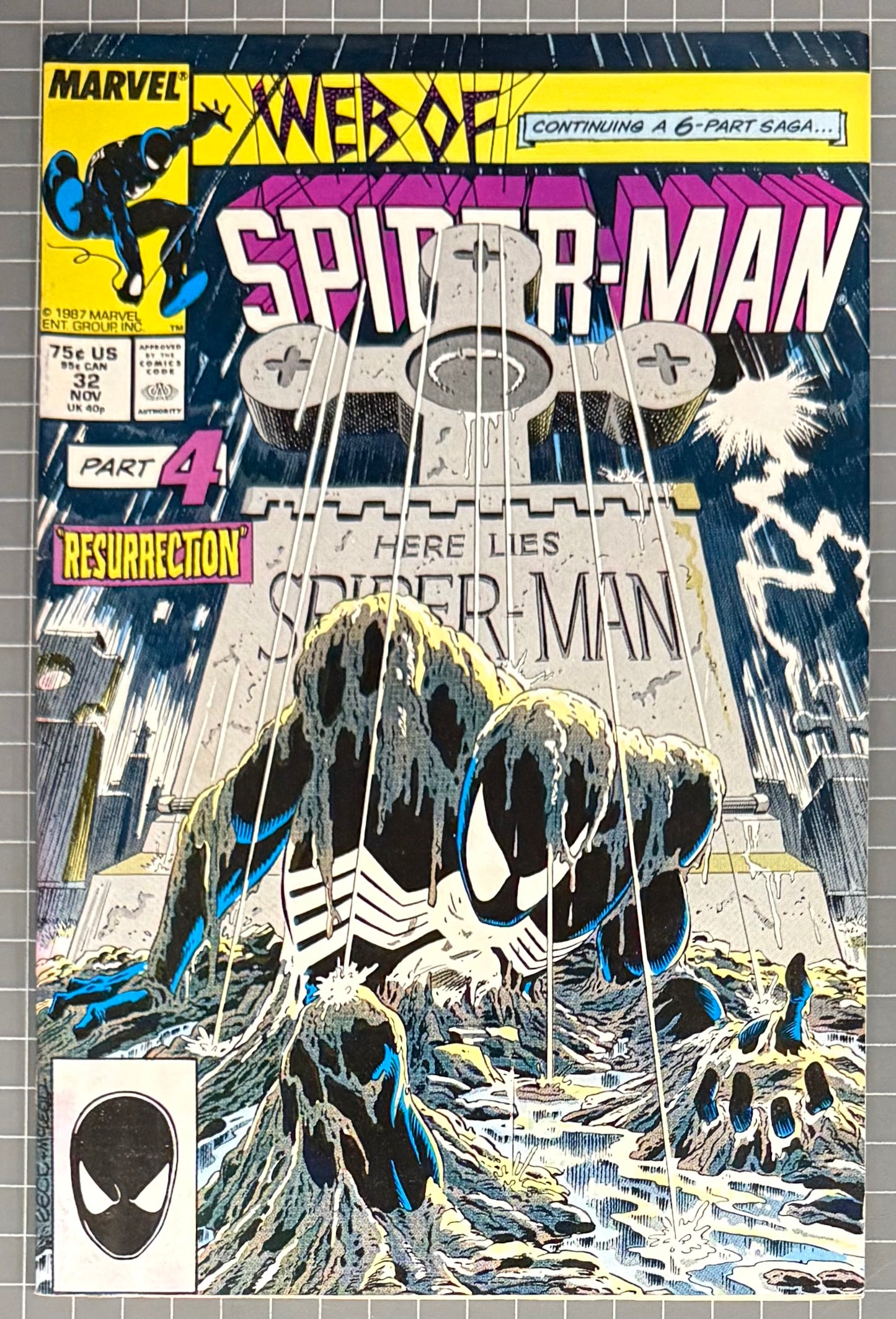 🔑 WEB OF SPIDER-MAN #32 [MARVEL COMICS] DIRECT *KRAVEN'S LAST HUNT* 1987 VG+
