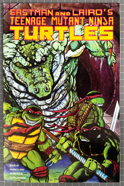 🔑 TEENAGE MUTANT NINJA TURTLES #45 (TMNT) [MIRAGE] *LEATHERHEAD* COMIC 1992 FN/VF