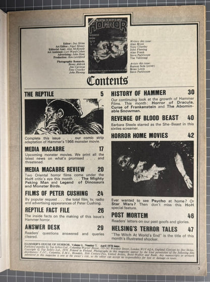 HAMMERS HOUSE OF HORROR #19 [GENERAL BOOK] HORROR MAGAZINE 1978 FN/VF