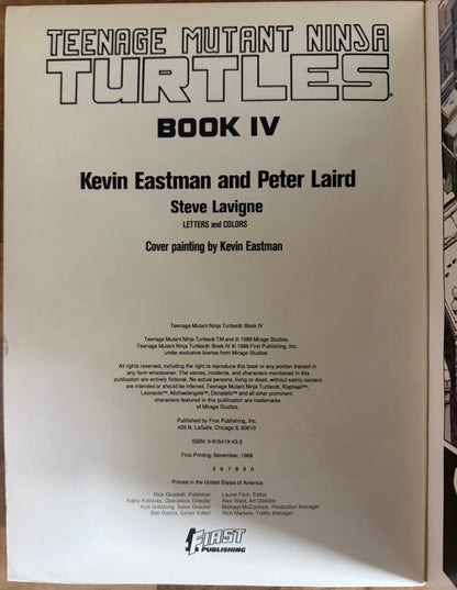 TEENAGE MUTANT NINJA TURTLES #1, 2, 3, 4 SET FIRST GRAPHIC NOVEL EASTMAN LAIRD 1988/89