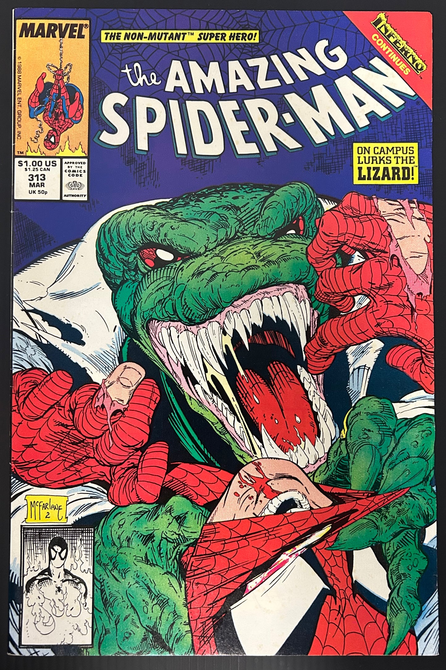 THE AMAZING SPIDER-MAN #313 [MARVEL COMICS] DIRECT 1989 VF/NM