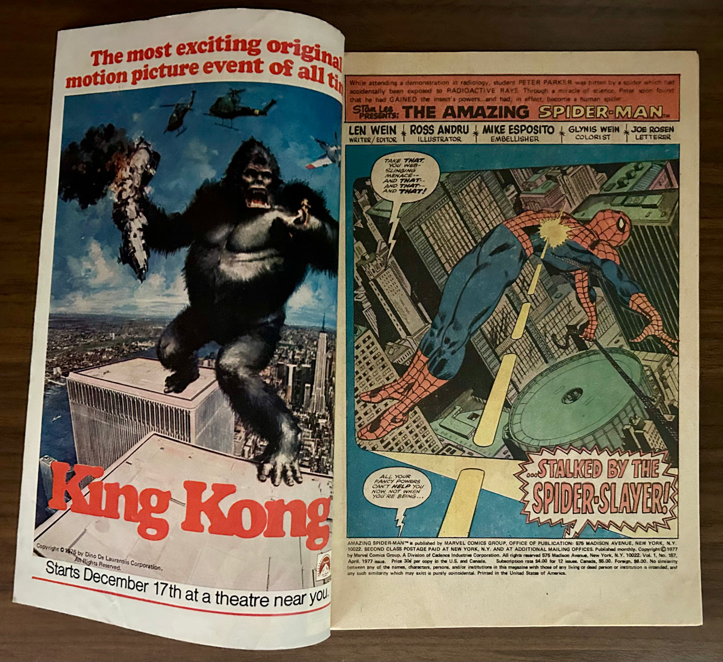 🔑 THE AMAZING SPIDER-MAN #167 [MARVEL COMICS] *WILL O' THE WISP DEBUT* 1977