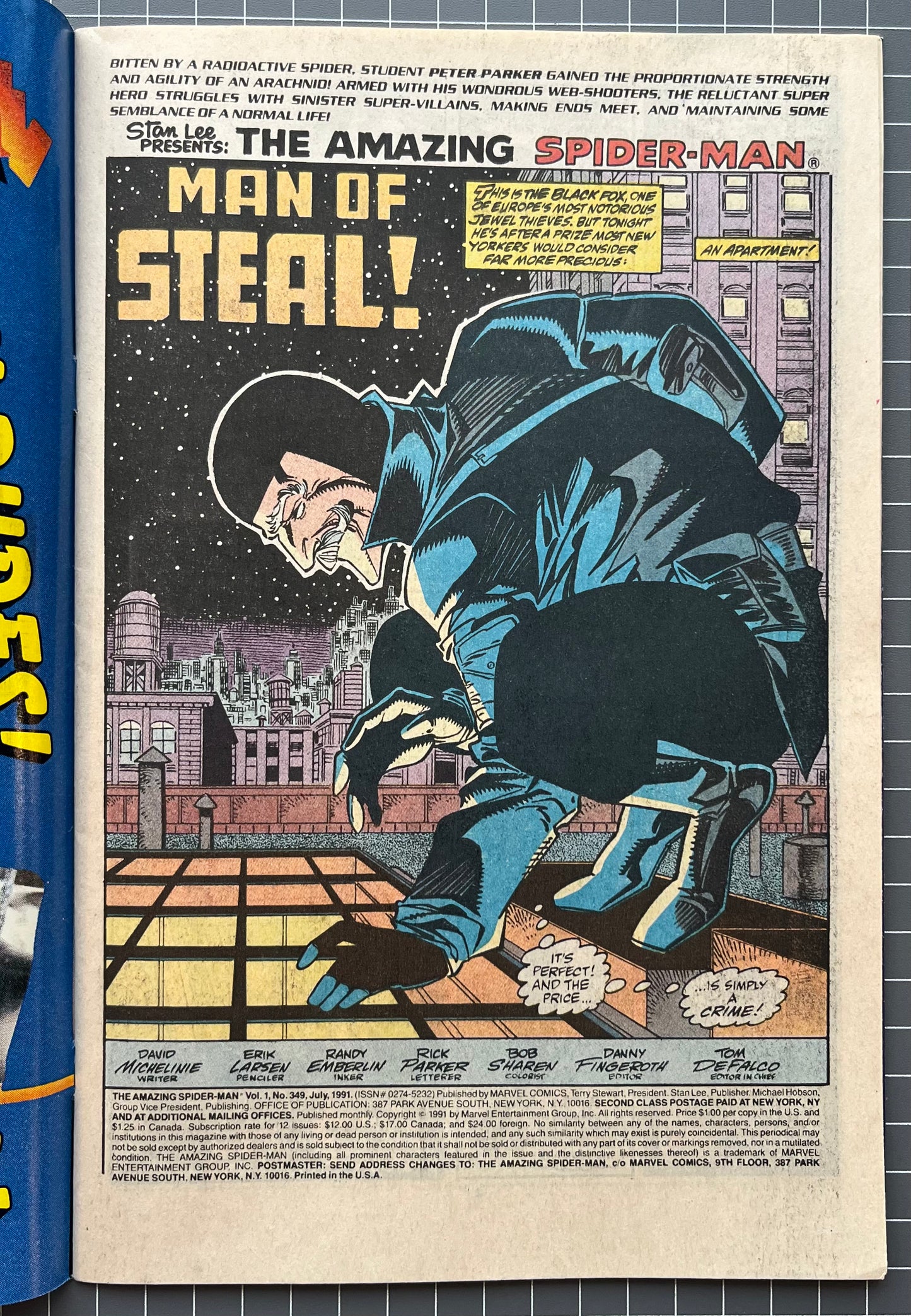 THE AMAZING SPIDER-MAN #349 [MARVEL COMICS] *DIRECT 1991 VF/NM