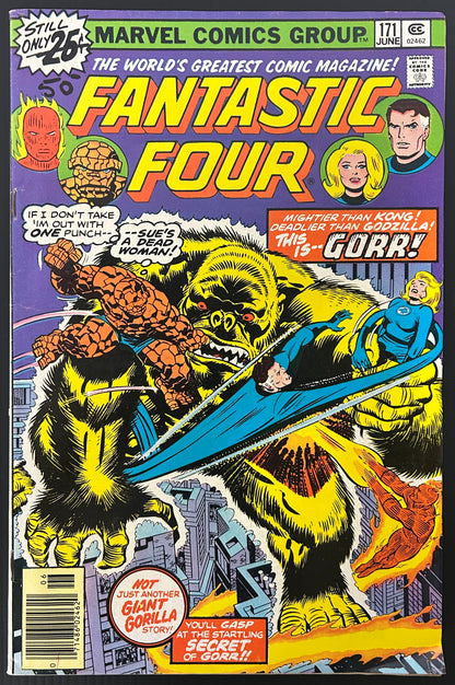 🔑 FANTASTIC FOUR #171 [MARVEL COMICS] NEWSSTAND *1ST APPR GORR* 1976 FN-