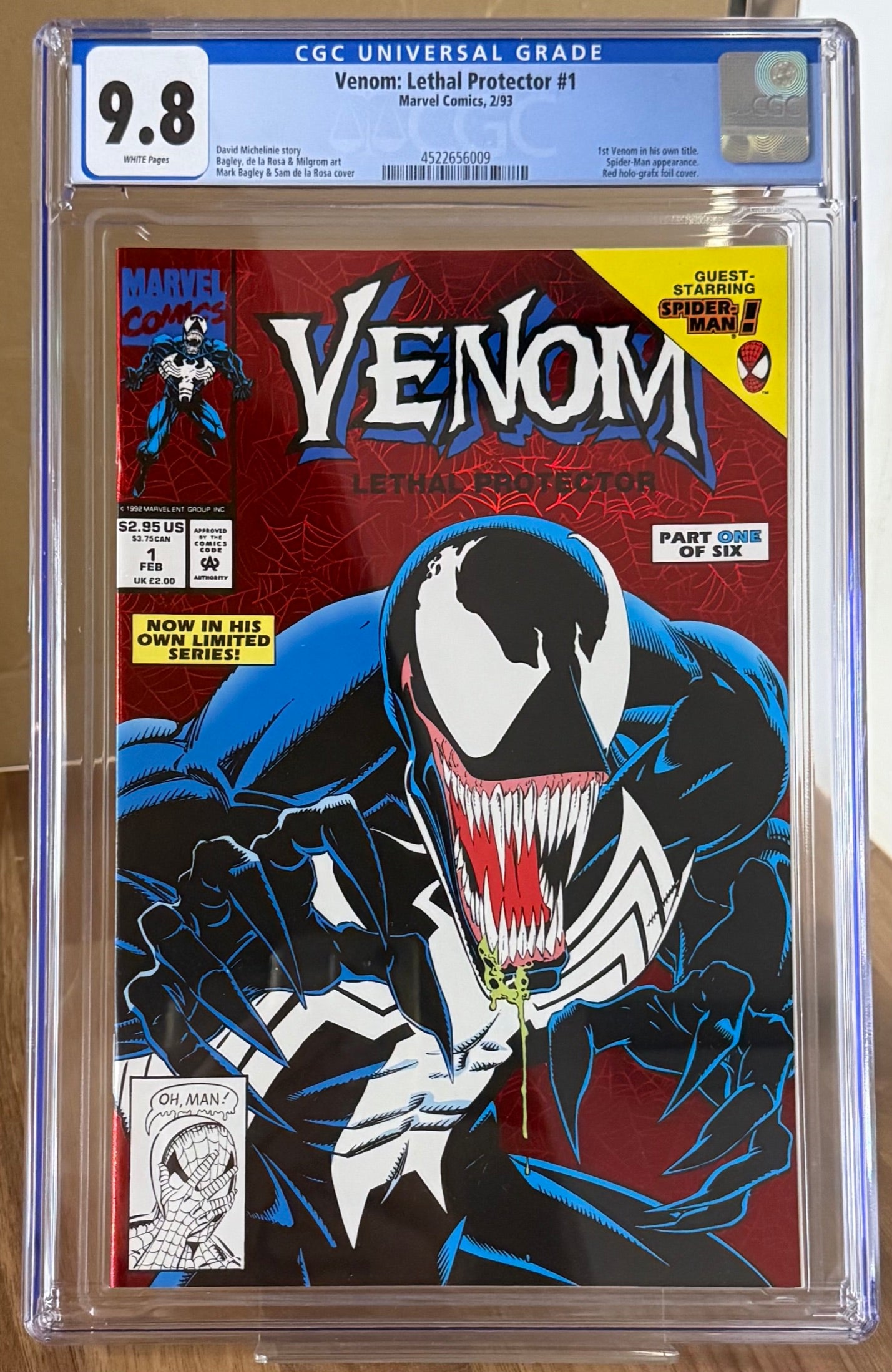 🔑 VENOM: LETHAL PROTECTOR #1 CGC 9.8 [MARVEL] *MARK BAGLEY* 🔥 COMIC 1993