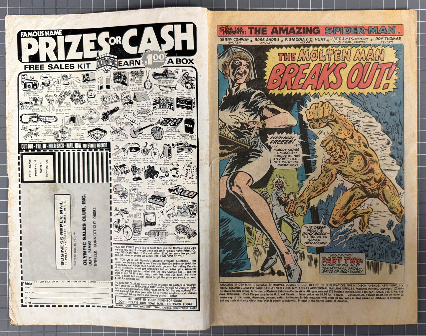 THE AMAZING SPIDER-MAN #133 [MARVEL COMICS] DIRECT 1974 GD-