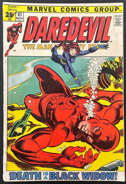 🔑 DAREDEVIL #81 [MARVEL COMICS] *DAREDEVIL X BALCK WIDOW TEAM-UP BEGINS* 1971 GD-