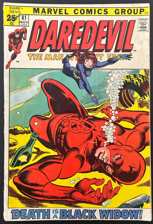 🔑 DAREDEVIL #81 [MARVEL COMICS] *DAREDEVIL X BALCK WIDOW TEAM-UP BEGINS* 1971 GD-