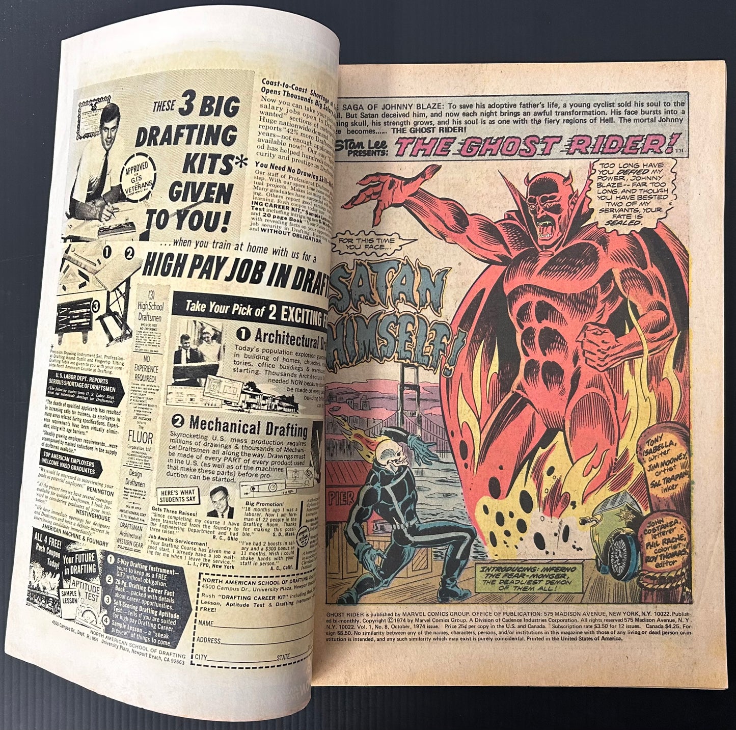 GHOST RIDER #8 [MARVEL COMICS] DIRECT 1974 FN+