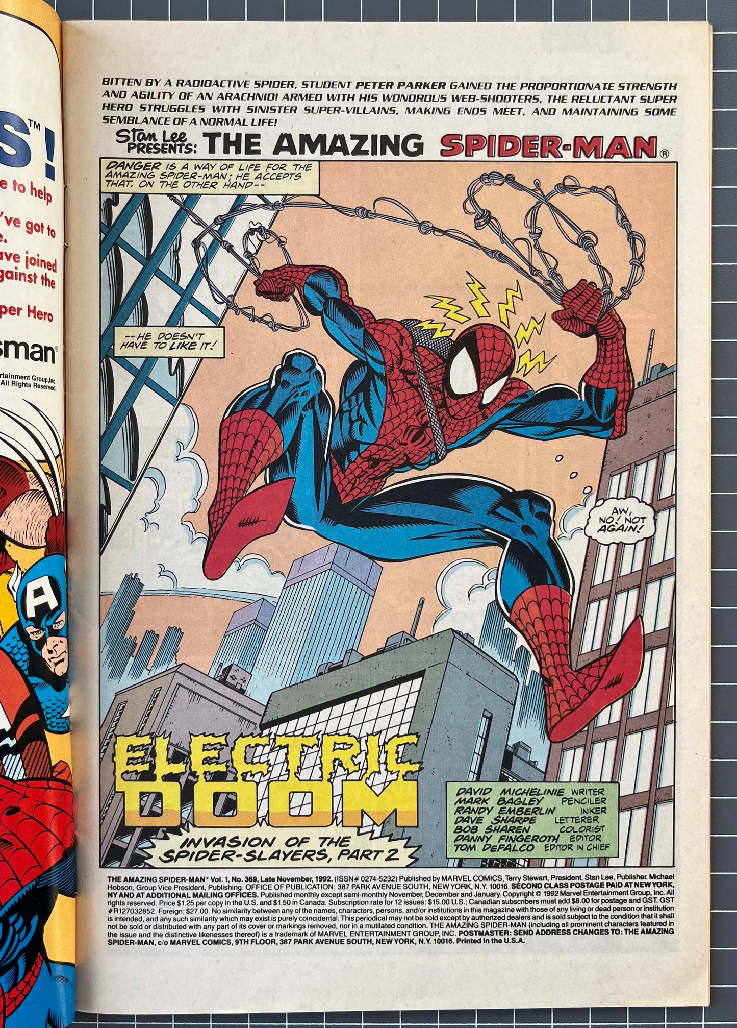 THE AMAZING SPIDER-MAN #369 [MARVEL COMICS] *PART 2 SPIDER-SLAYERS* 1992 VF