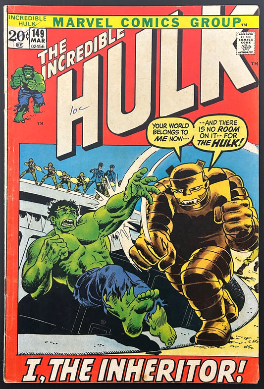 🔑 THE INCREDIBLE HULK #149 [MARVEL COMICS] DIRECT *1ST APP THE INHERITOR* 1972 VG/FN