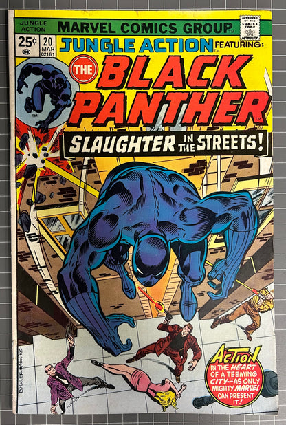 🔑 JUNGLE ACTION #20 [MARVEL COMICS] *BLACK PANTHER VS KU KLUX KLAN* 1976