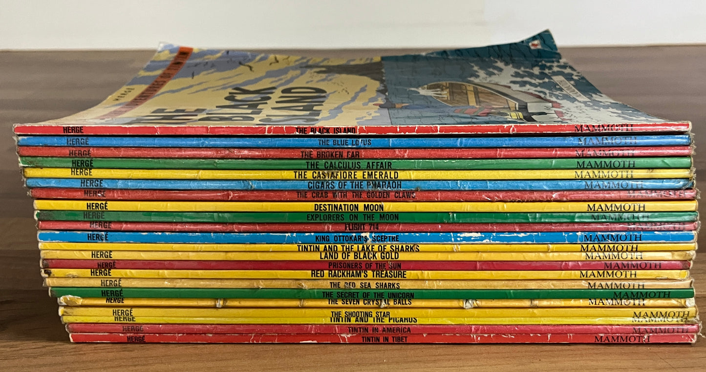 22 x Tintin Paperbacks - Herge,  All Mammoth Pubs., ex-libris