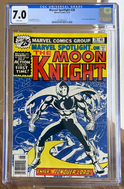 🔑 MARVEL SPOTLIGHT #28 CGC 7.0 [MARVEL] COMIC ***1ST SOLO MOON KNIGHT*** 1976