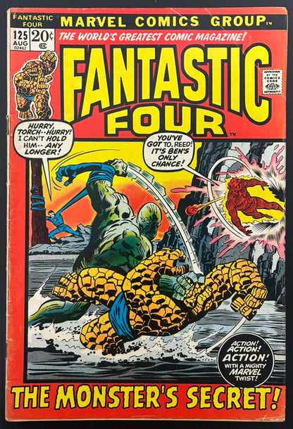🔑 FANTASTIC FOUR #125 [MARVEL COMICS] *FINAL MONTHLY ISSUE BY STAN LEE* 1972 VG+