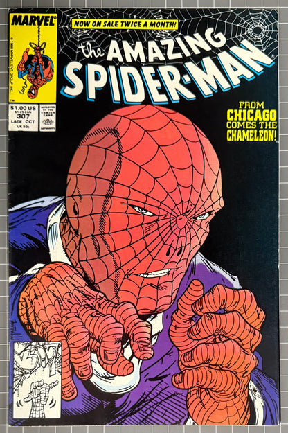 🔑 AMAZING SPIDER-MAN #307 [MARVEL COMICS] *ORIGIN OF CHAMELEON* 1988 FN/VF