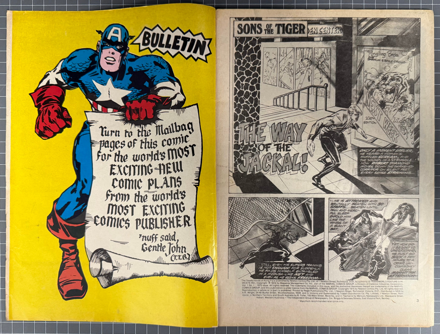 THE DEADLY HANDS OF KUNG FU #1 + POSTER [NEWTON COMICS] AUSTRALIAN 1975
