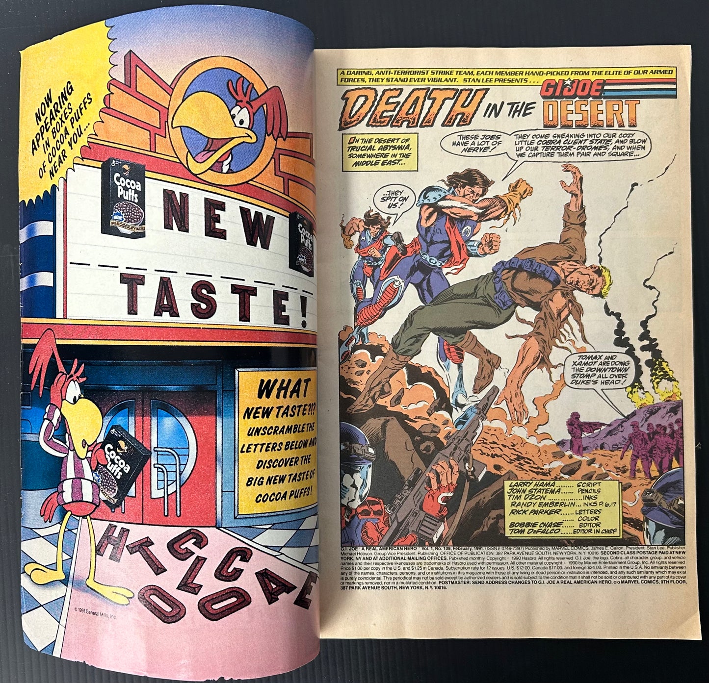 🔑 G.I. JOE: A REAL AMERICAN HERO #109 [MARVEL COMICS] DIRECT *1ST APP. COUNTDOWN* 1991 VG/FN