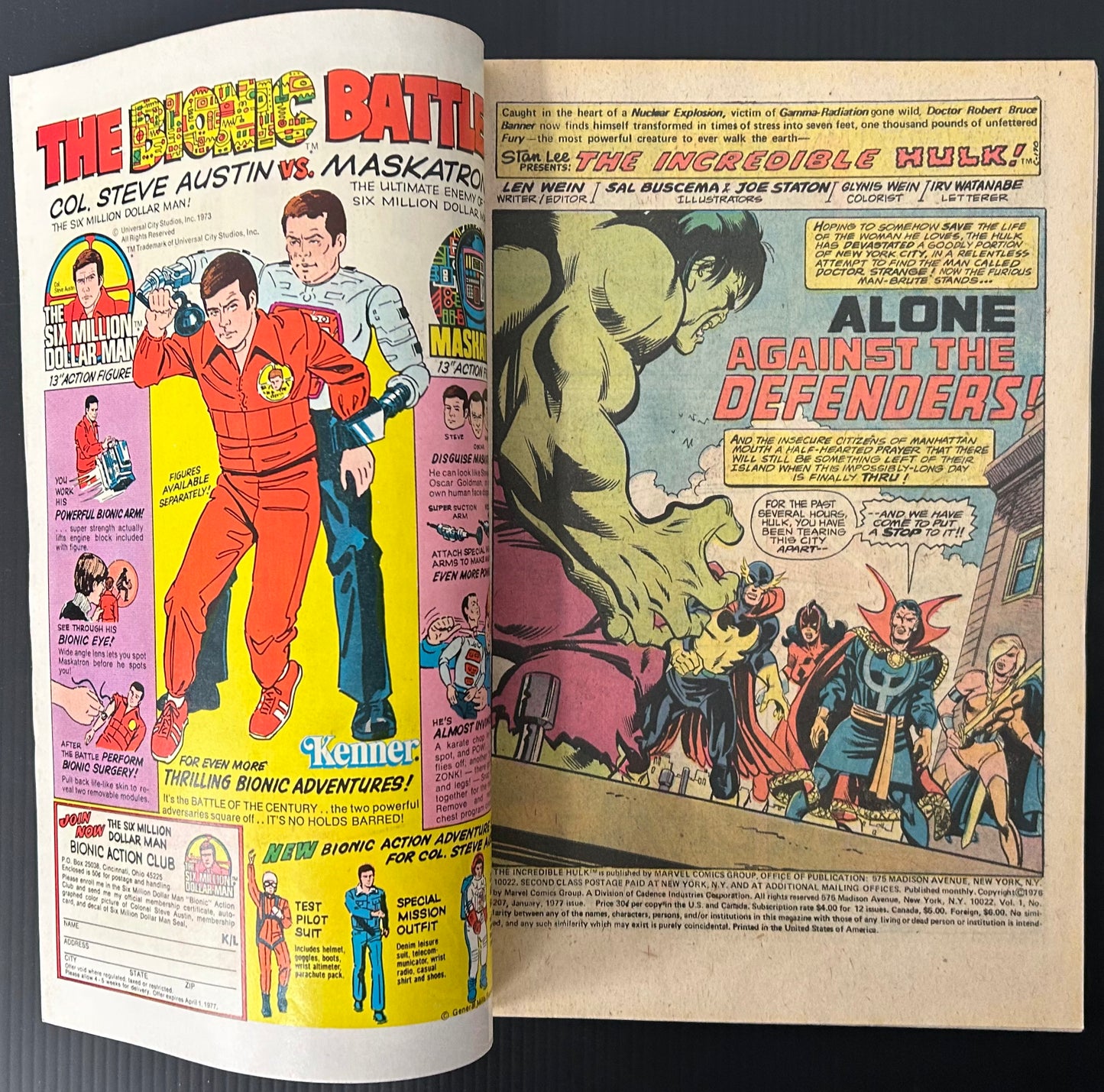 THE INCREDIBLE HULK #207 [MARVEL COMICS] NEWSSTAND 1977 FN/VF