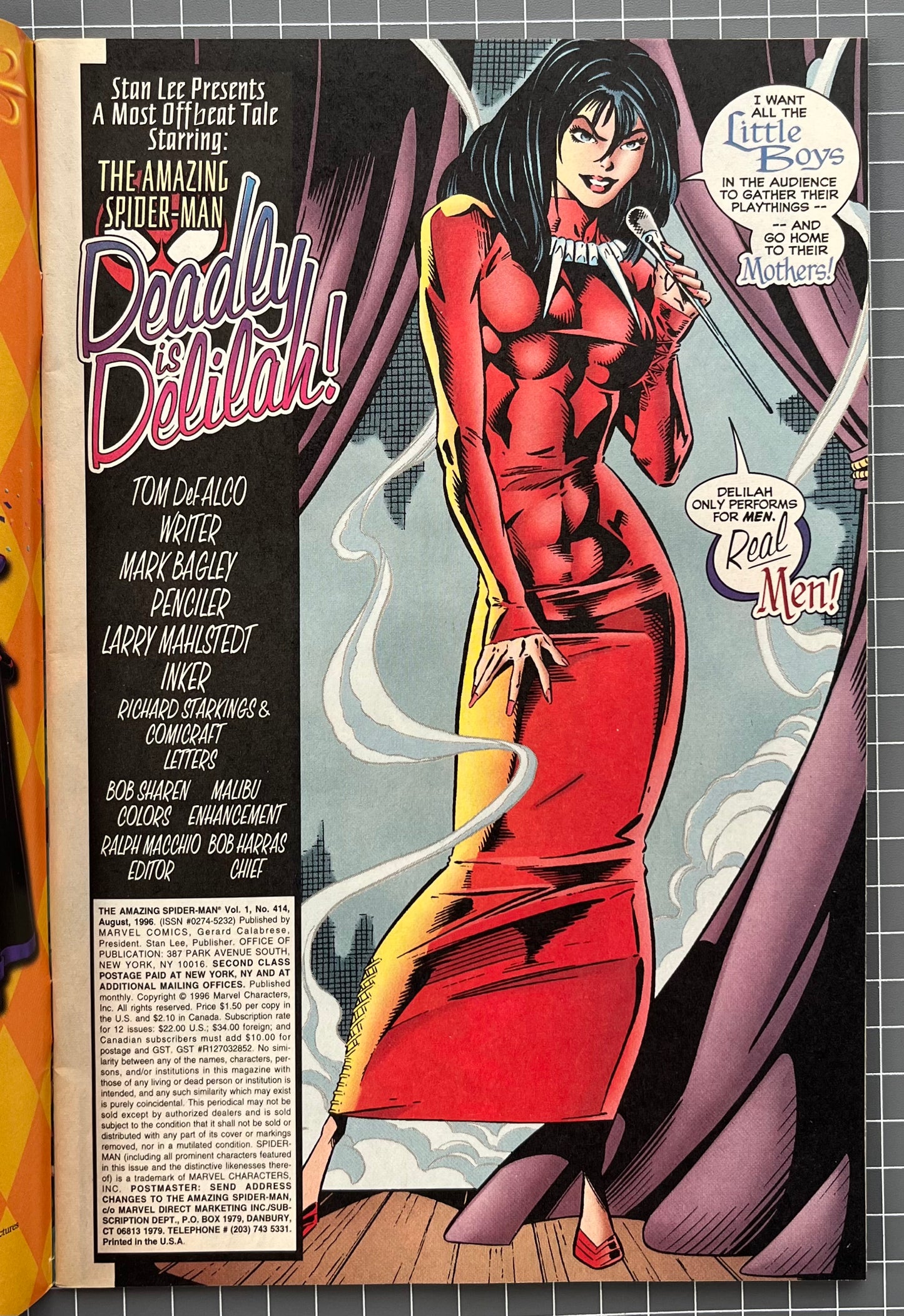 🔑 THE AMAZING SPIDER-MAN #414 [MARVEL COMICS] *1ST APP. DELILAH* 1996 VF+