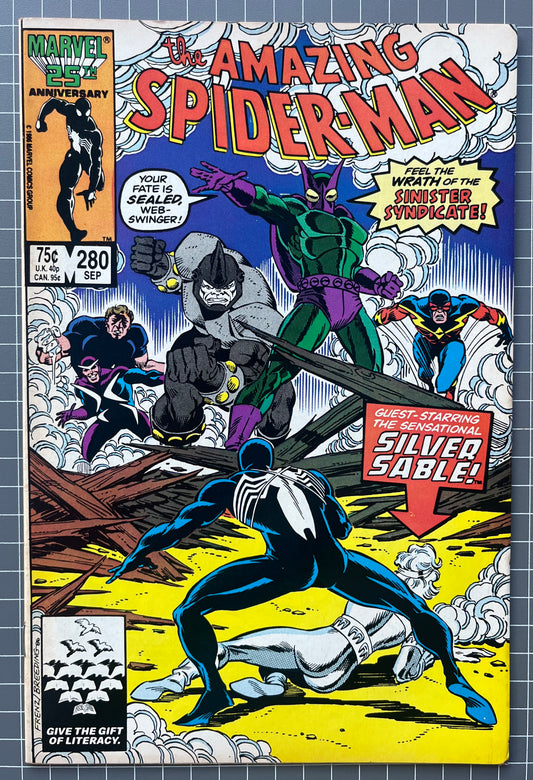 🔑 AMAZING SPIDER-MAN #280 [MARVEL COMICS] *1ST APP. SINISTER SYNDICATE* 1986 FN/VF
