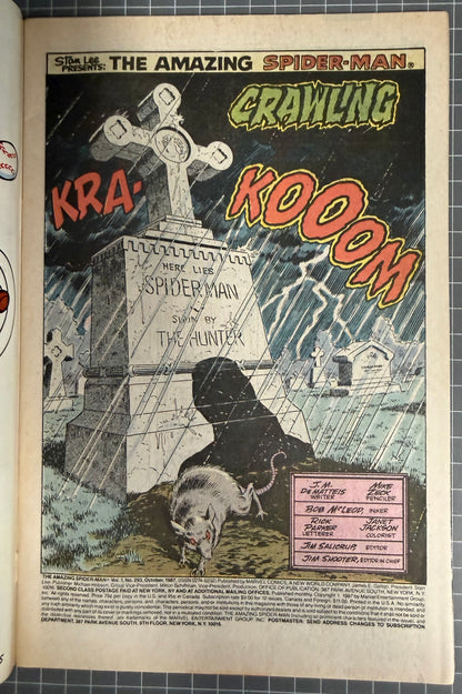 🔑 THE AMAZING SPIDER-MAN #293 [MARVEL COMICS] *KRAVEN'S LAST HUNT* 1987 FN