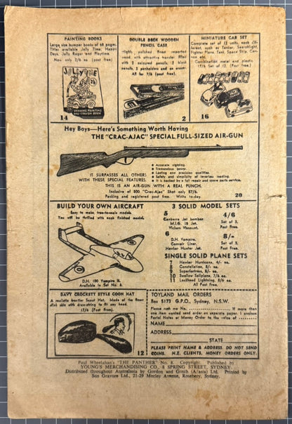 THE PANTHER #8 [YOUNG'S MERCHANDISING] AUSTRALIAN PRE-DECIMAL COMIC 1957