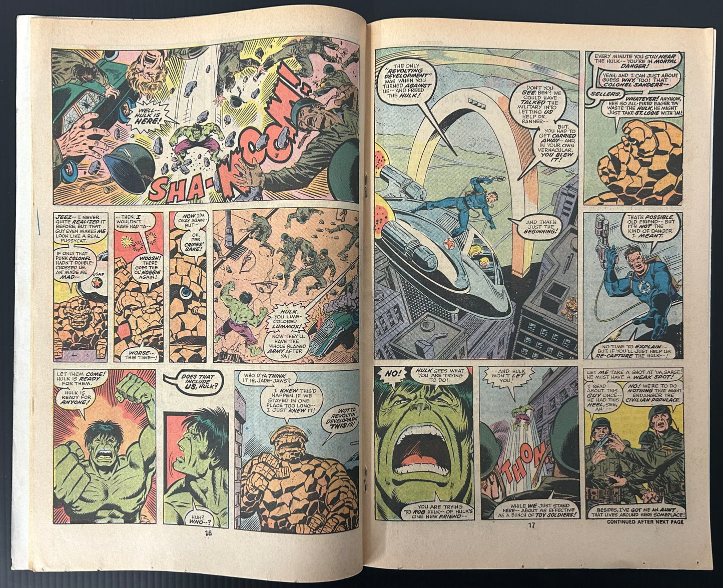 🔑 FANTASTIC FOUR #167 [MARVEL COMICS] DIRECT *FANTASTIC FOUR VS THE HULK* 1976 FN