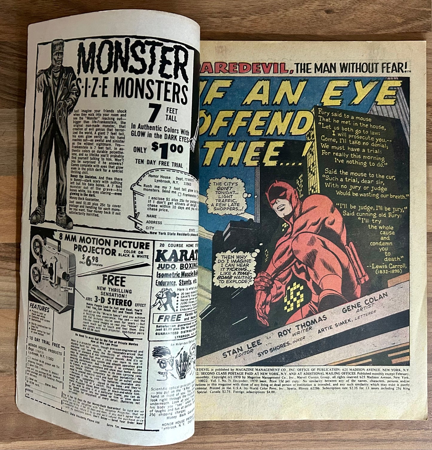 DAREDEVIL #71 [MARVEL COMICS] DIRECT 1970 VG