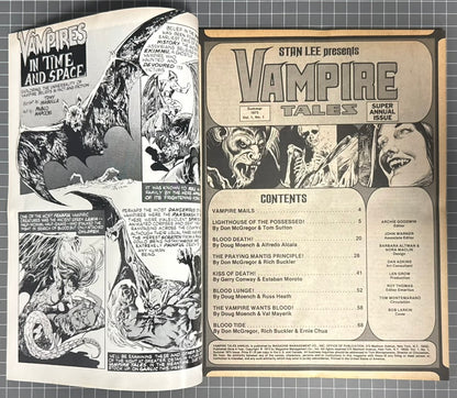 🔑 VAMPIRE TALES ANNUAL #1 [MARVEL] *MORBIUS COVER* HORROR MAGAZINE 1975 FN