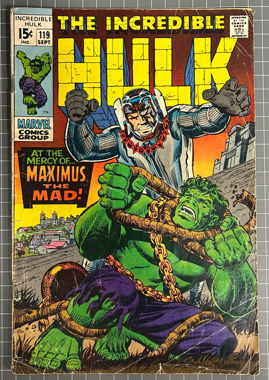 THE INCREDIBLE #119 [MARVEL COMICS] DIRECT 1969 GD/VG