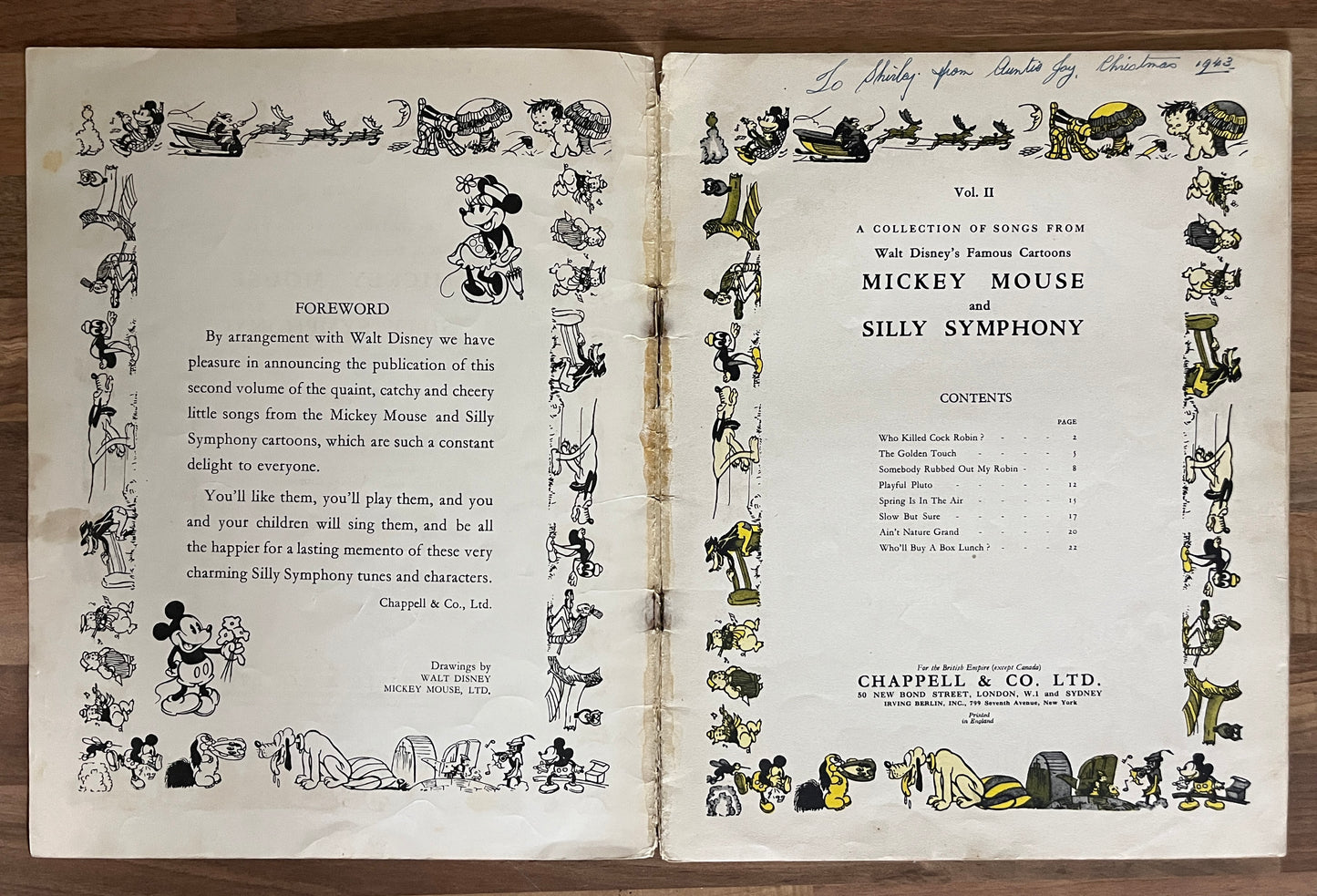 Folio of Songs Vol. II Walt Disney's Famous Pictures Mickey Mouse Silly Symphony