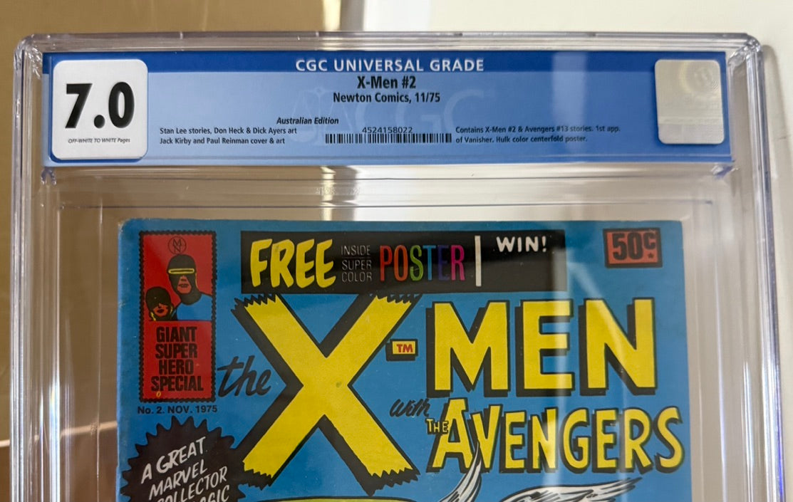 🔑 THE X-MEN #2 CGC 7.0 + POSTER [NEWTON COMICS] AUSTRALIAN MARVEL 1975