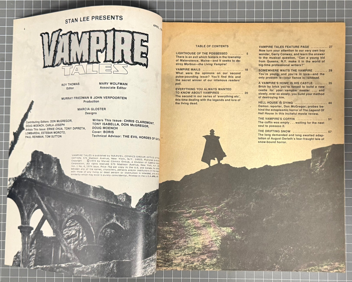 🔑 VAMPIRE TALES #4 [MARVEL] *CAMEO LILITH* HORROR MAGAZINE 1974 FN