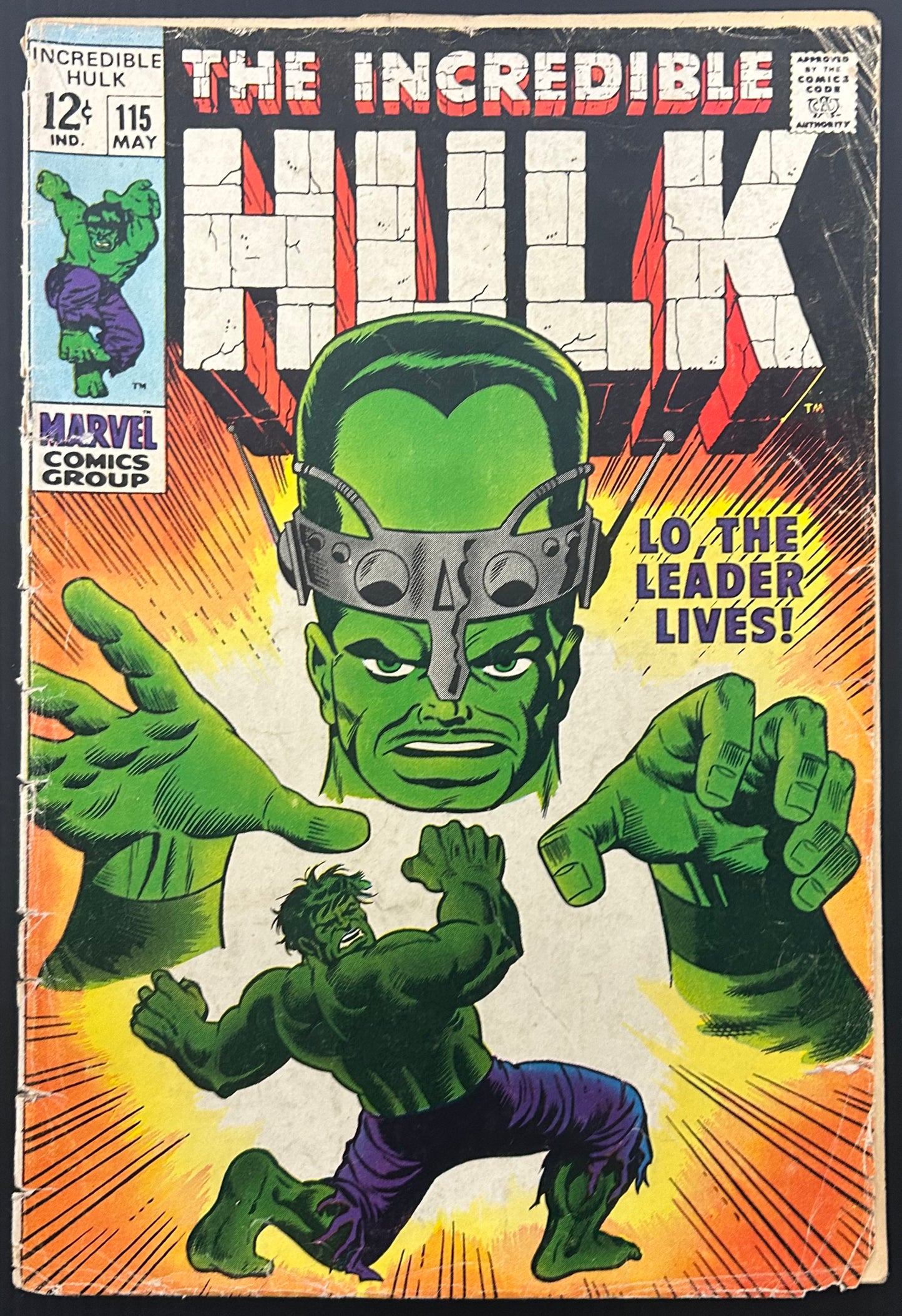 🔑 THE INCREDIBLE HULK #115 [MARVEL COMICS] DIRECT *COVER BY HERB TRIMPE* 1969 GD