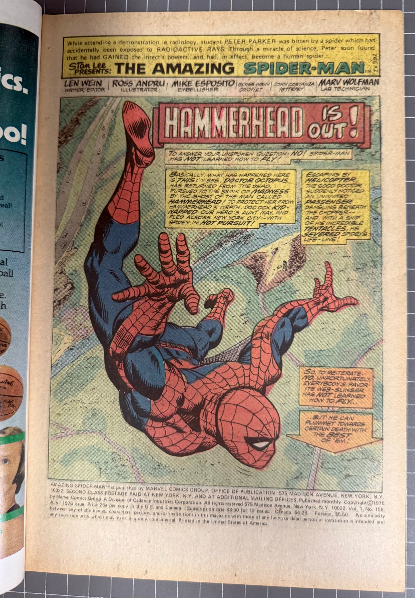 THE AMAZING SPIDER-MAN #158 [MARVEL COMICS] 1976 FN/VF