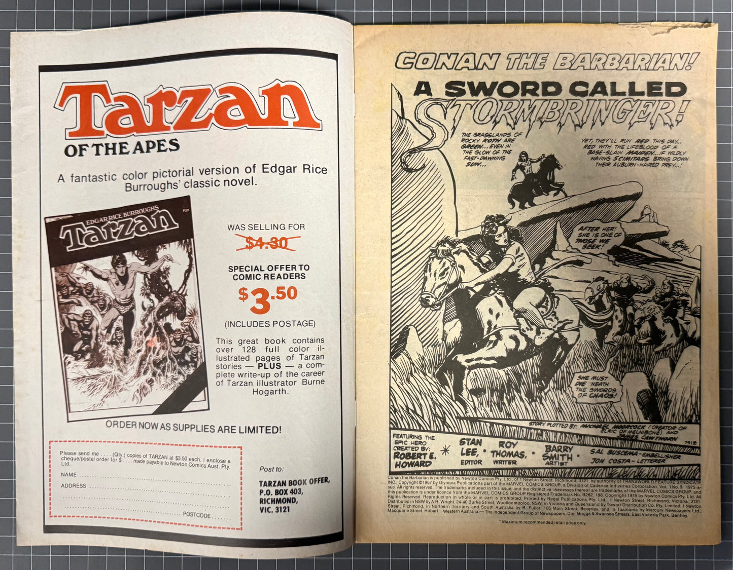 🔑 CONAN THE BARBARIAN #9 + POSTER [NEWTON COMICS] AUSTRALIAN MARVEL 1975
