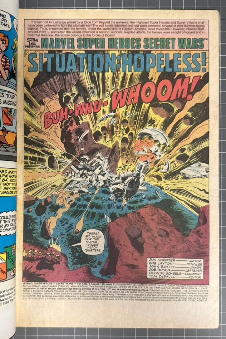 🔑 MARVEL SUPER HEROES SECRET WARS #4 [MARVEL COMICS] NEWSSTAND 1984 VG+