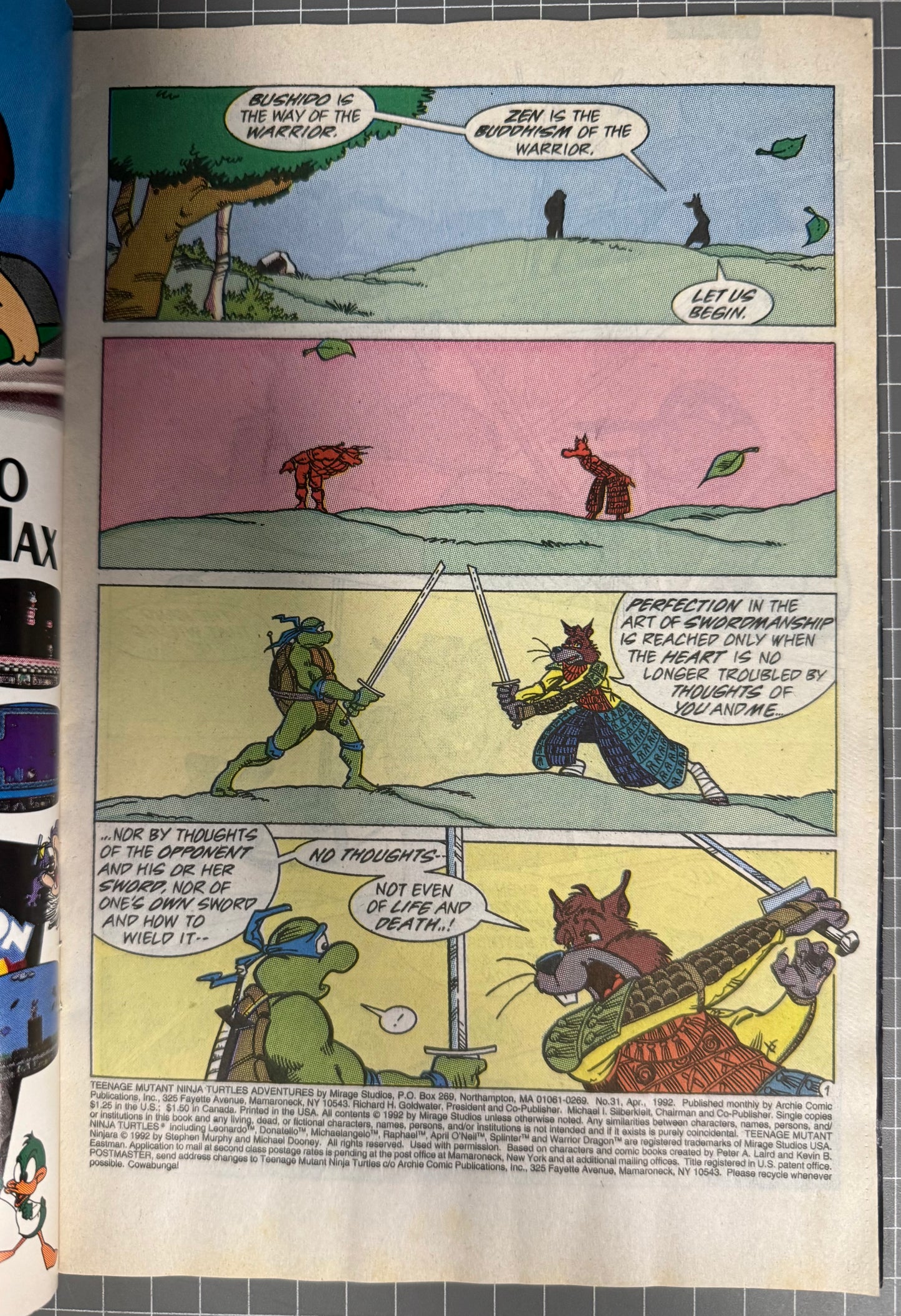 TEENAGE MUTANT NINJA TURTLES ADVENTURES #31 [ARCHIE] NEWSSTAND COMIC 1992 VG/FN