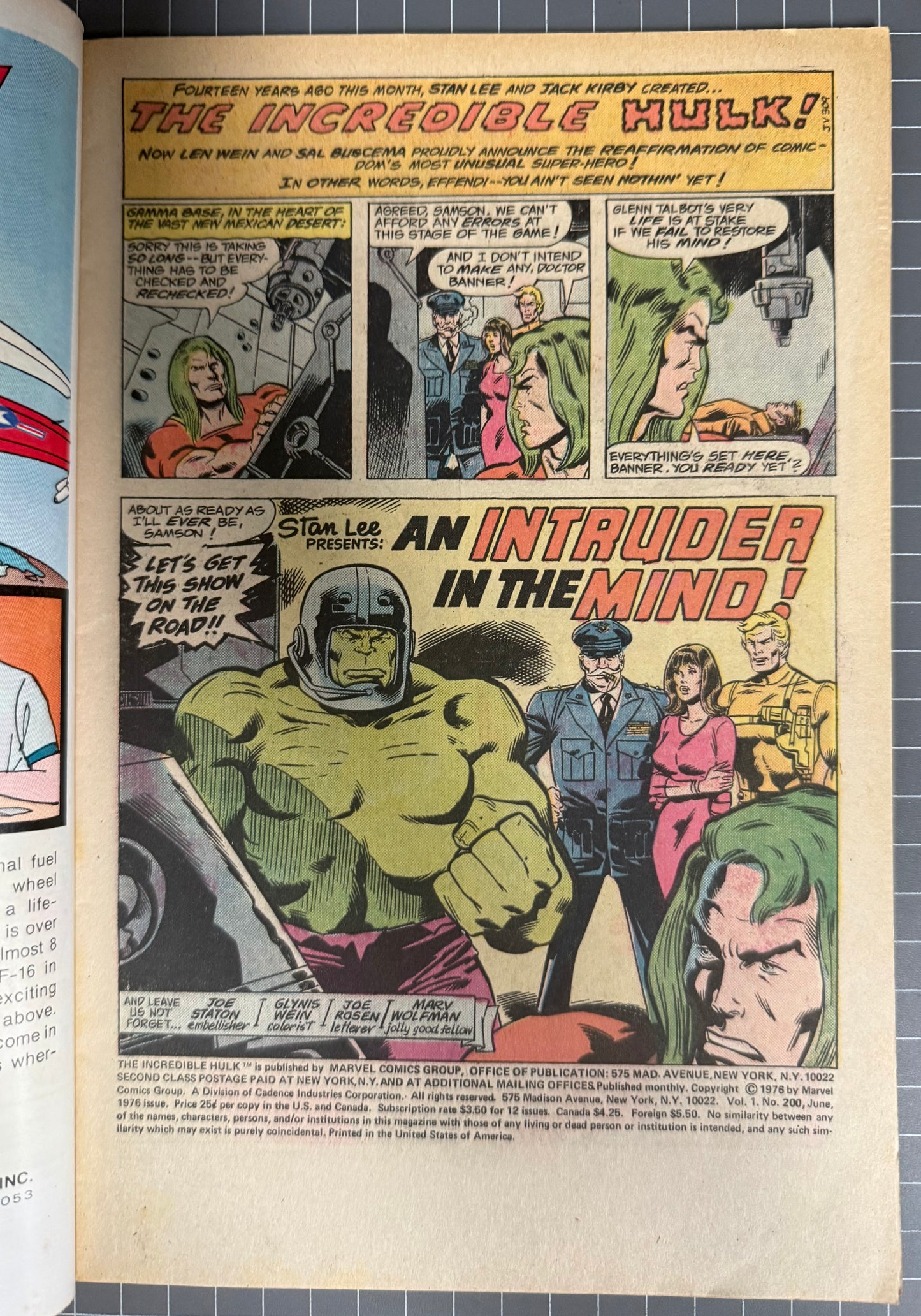 🔑 THE INCREDIBLE HULK #200 [MARVEL COMICS] NEWSSTAND 1976 FN