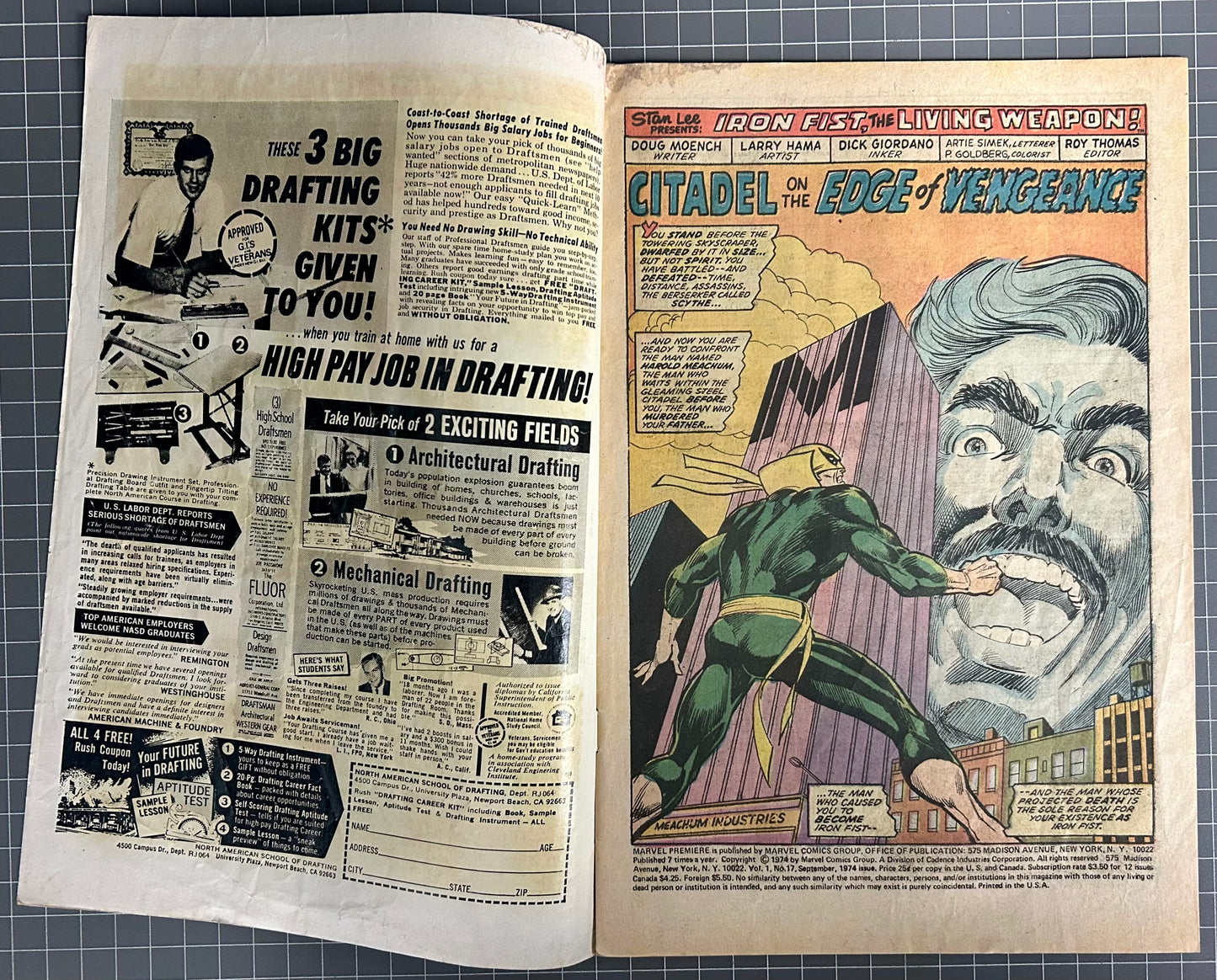 MARVEL PREMIERE #17 [MARVEL COMICS] DIRECT 1974 GD/VG