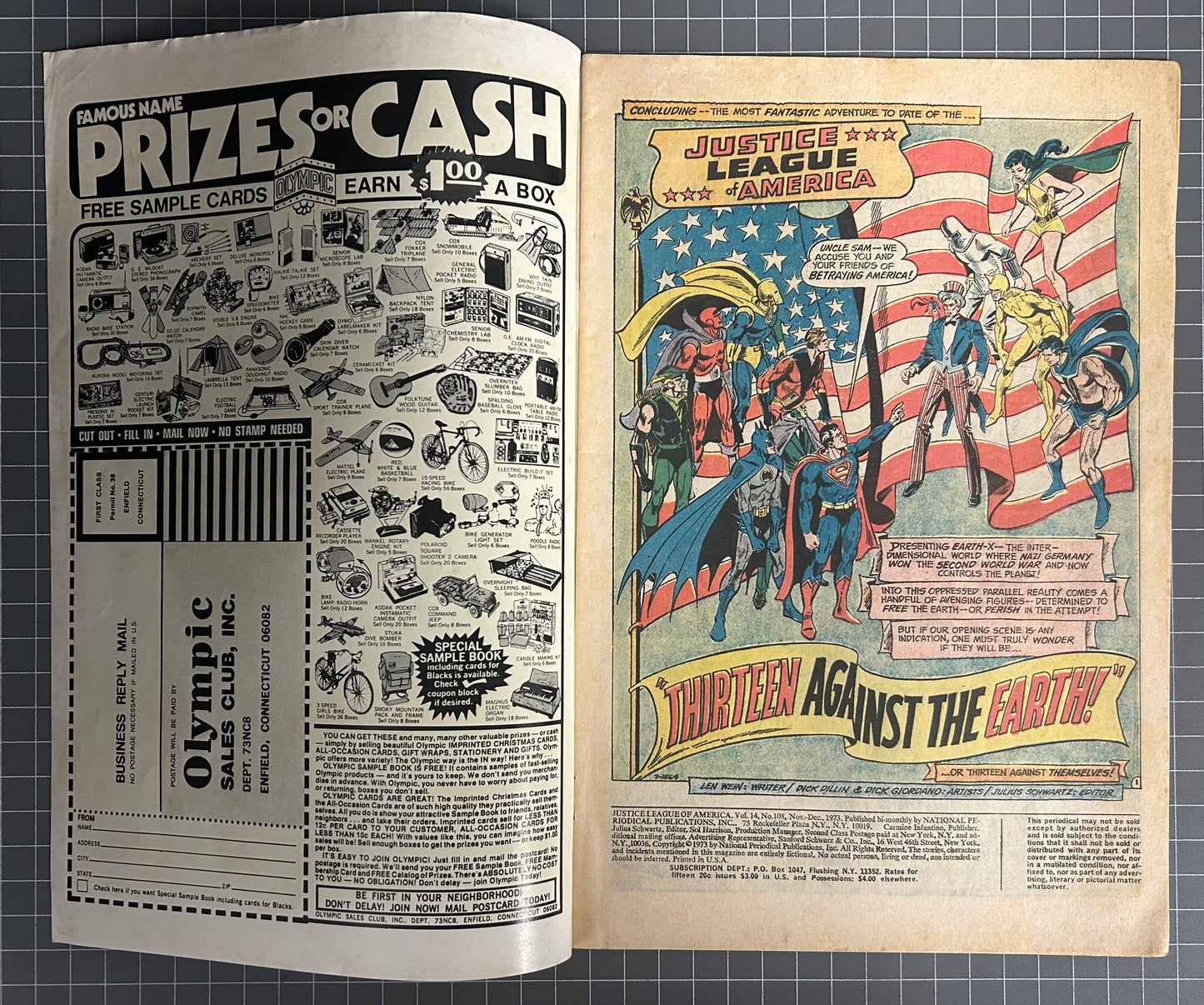 JUSTICE LEAGUE OF AMERICA #108 [DC COMICS] DIRECT 1973 FN