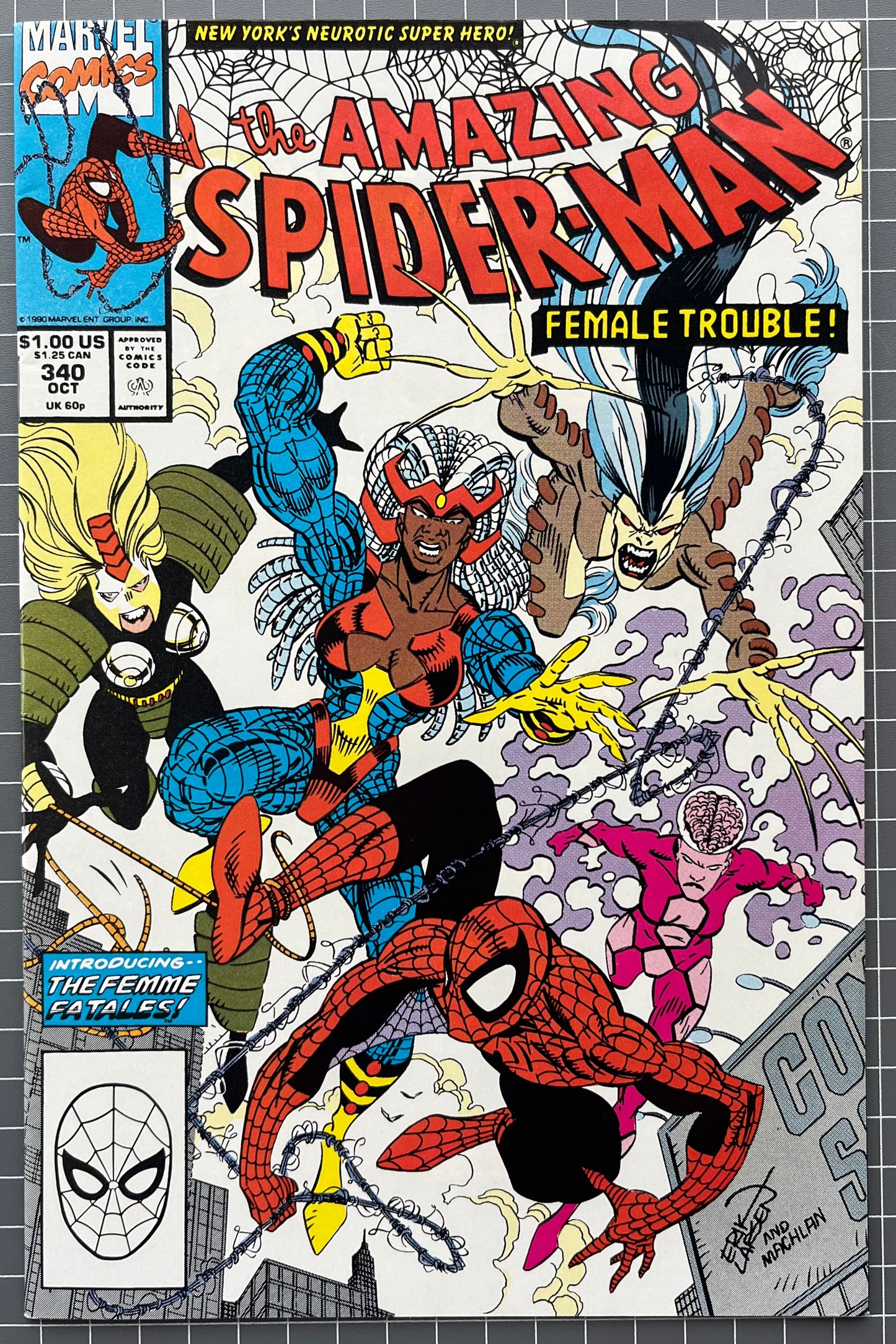 🔑 AMAZING SPIDER-MAN #340 [MARVEL COMICS] *1ST APP. FEMME FATALES* 1990 NM