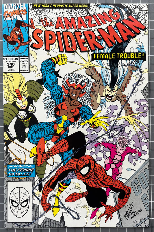 🔑 AMAZING SPIDER-MAN #340 [MARVEL COMICS] *1ST APP. FEMME FATALES* 1990 NM