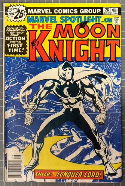 🔑 MARVEL SPOTLIGHT #28 [MARVEL] NEWSSTAND COMIC *1ST SOLO MOON KNIGHT* 1976 FN